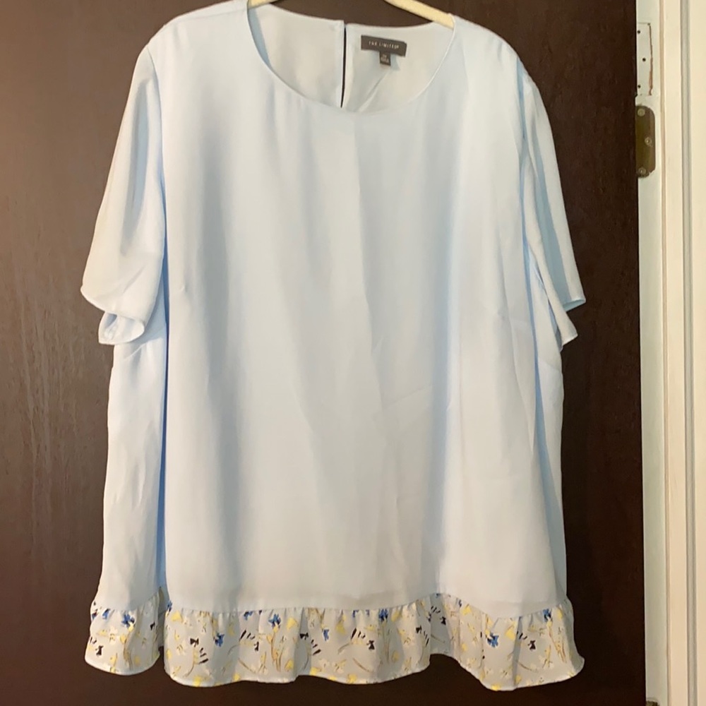 The Limited Baby Blue top S 2X with edging ruffle